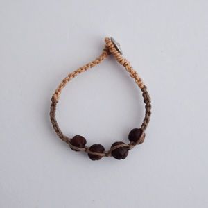 Hand Made Hemp and Wood Bead Bracelet
